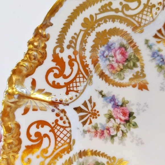 Vintage RARE Jean Pouyat Limoges Gold Gild Plate Floral - Picture 9 of 10